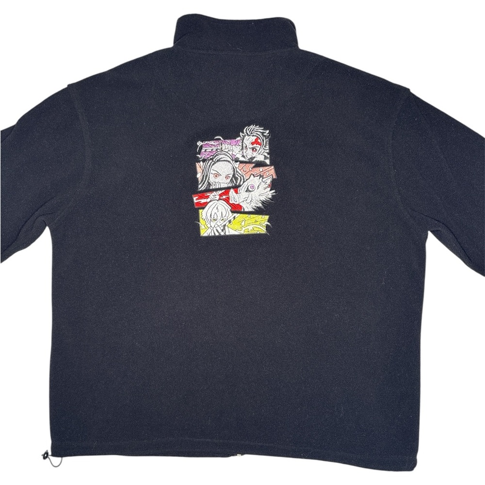 ReatezClassique Demon Slayer Black Graphic Custom Handmade Full Zipper Jacket M